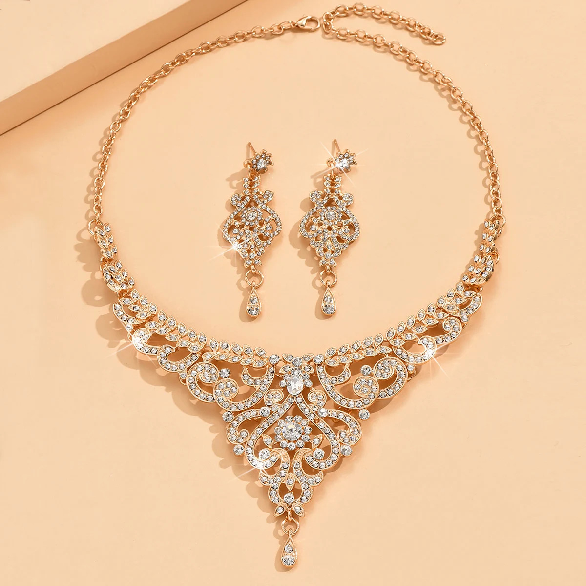 3PC Jewelry Set High end Rhinestone Womens Earrings Necklace Wedding Womens Accessories -6587 250526