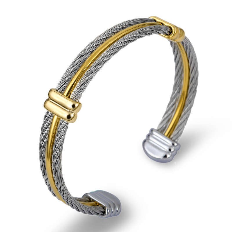 Wire Colorful Three Rope Couple Bracelets Stainless Steel Open Bangle Jewelry for Men and Women
