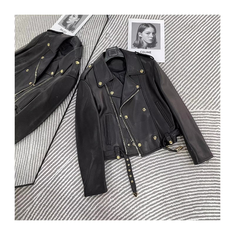Ladies' leather exquisite high-end jacket