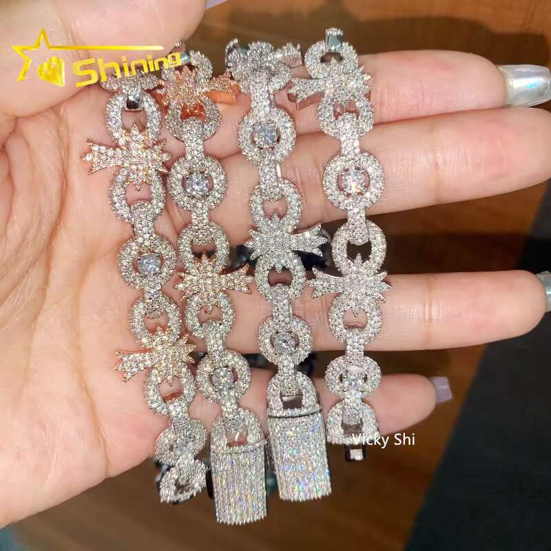 Finw Moissanite Jewelry Hip Hop Necklace 13MM 925 Sterling Sliver Iced Out Cross Infinity Moissanite Cuban Link Chain