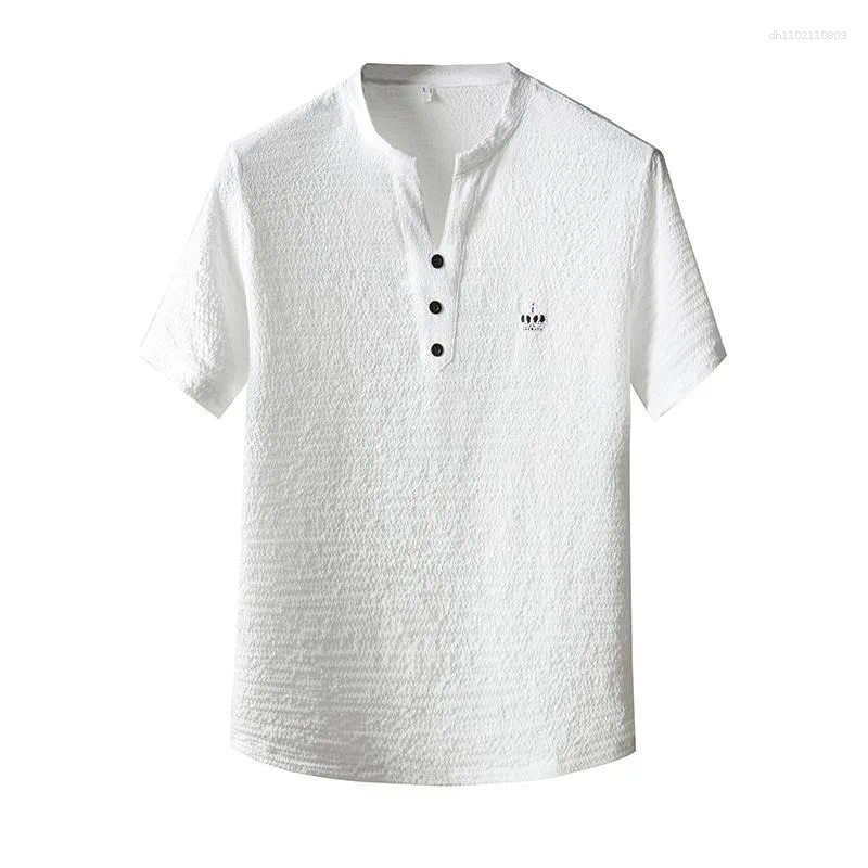 Men's Tracksuits Thin Casual Sports Suit For Men In Summer Chinese Style High-end V-neck Embroidered Slim Short-sleeved Two-piece Set