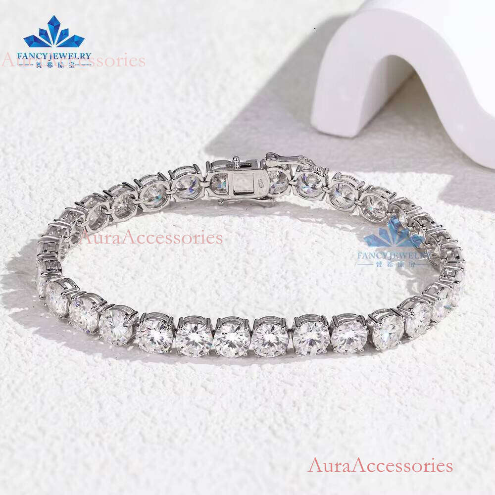 Ready to Shipping Chain 2mm-6.5mm Sterling Sier D VVS1 Moissanite Dia Tennis Bracelet With GRA Certificate