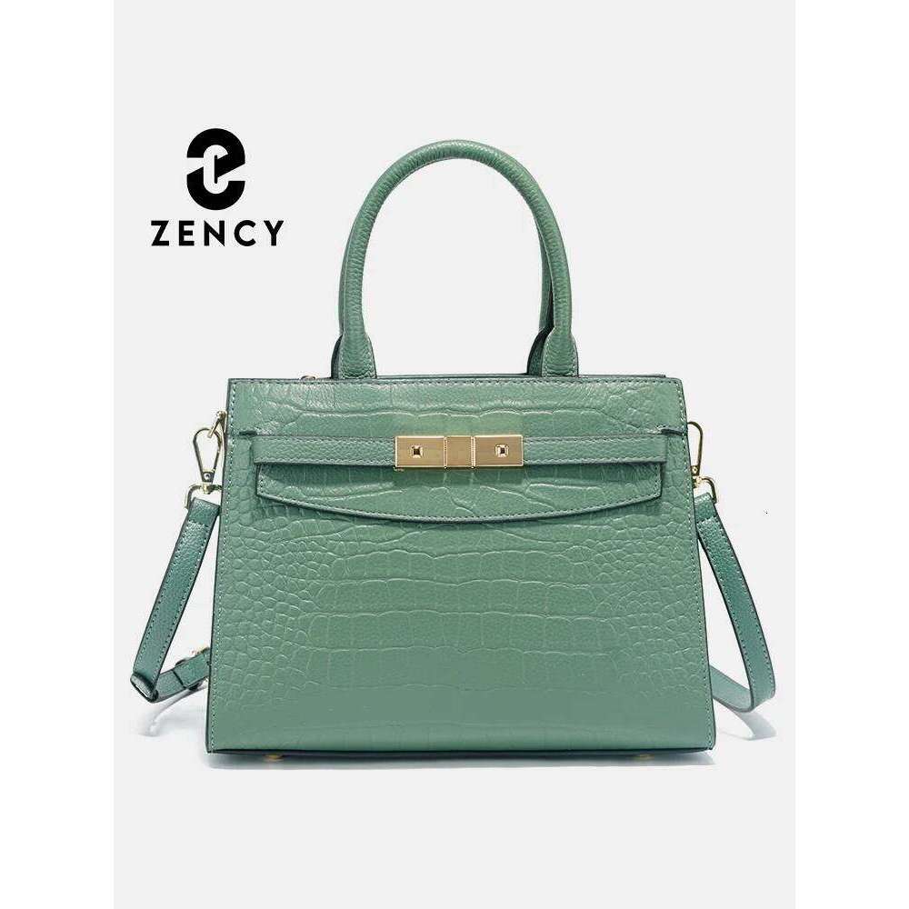 Zency Ladies Cow Skin Fashion Handbags Genuine Leather Top-Handle For Work Designer Texture Crossbody Mom Bag Top