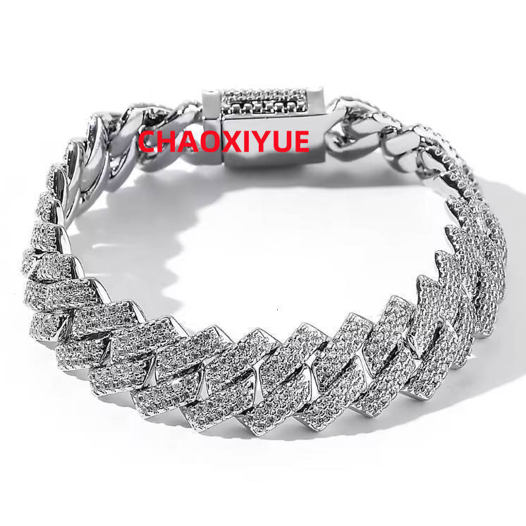Custom Hip Hop Jewelry Iced Out Moissanite Chain 14mm 925 Sterling Prong Setting Lab Cuban Link Chain Necklace for Man