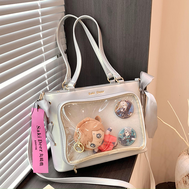 Free Freight Designer Bag Women's Handbag New Japanese Versatile Transparent Shoulder Bag School Bag Anime Bag Large Capacity Casual Bag