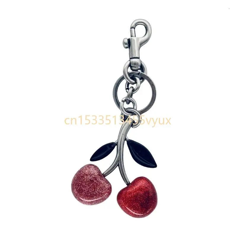X5QD Cherry Charm Keychain Handmade Sparkling Fruit Keychain Versatile Bag Decoration 250527