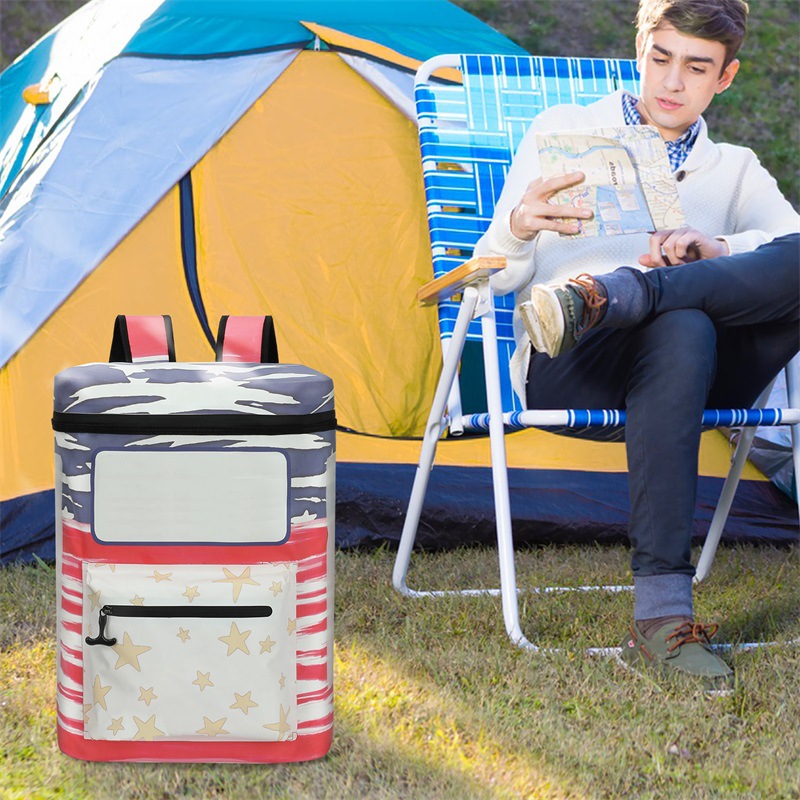 Large Capacity Insulated Picnic Bag with Double Shoulder Straps - Waterproof PEVA Outdoor Backpack