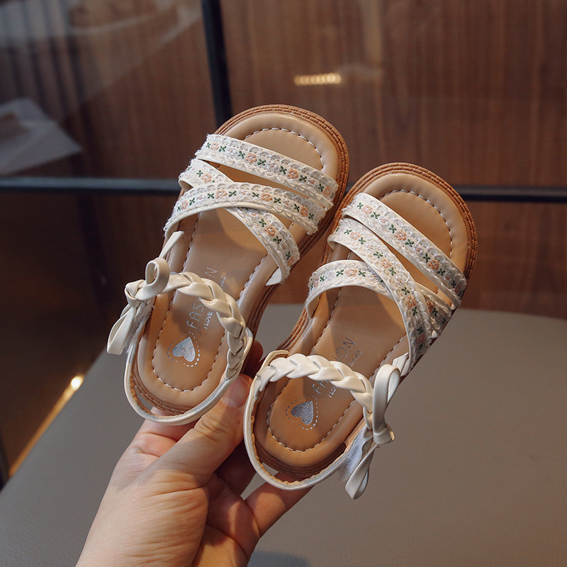 Summer Girls Sandals Fashion Toddler Designer Shoes Flower Children Princess Kidsnest Sandals Open-toe Sweet Bowknot Kids Causal Flat Sandals Sizes US