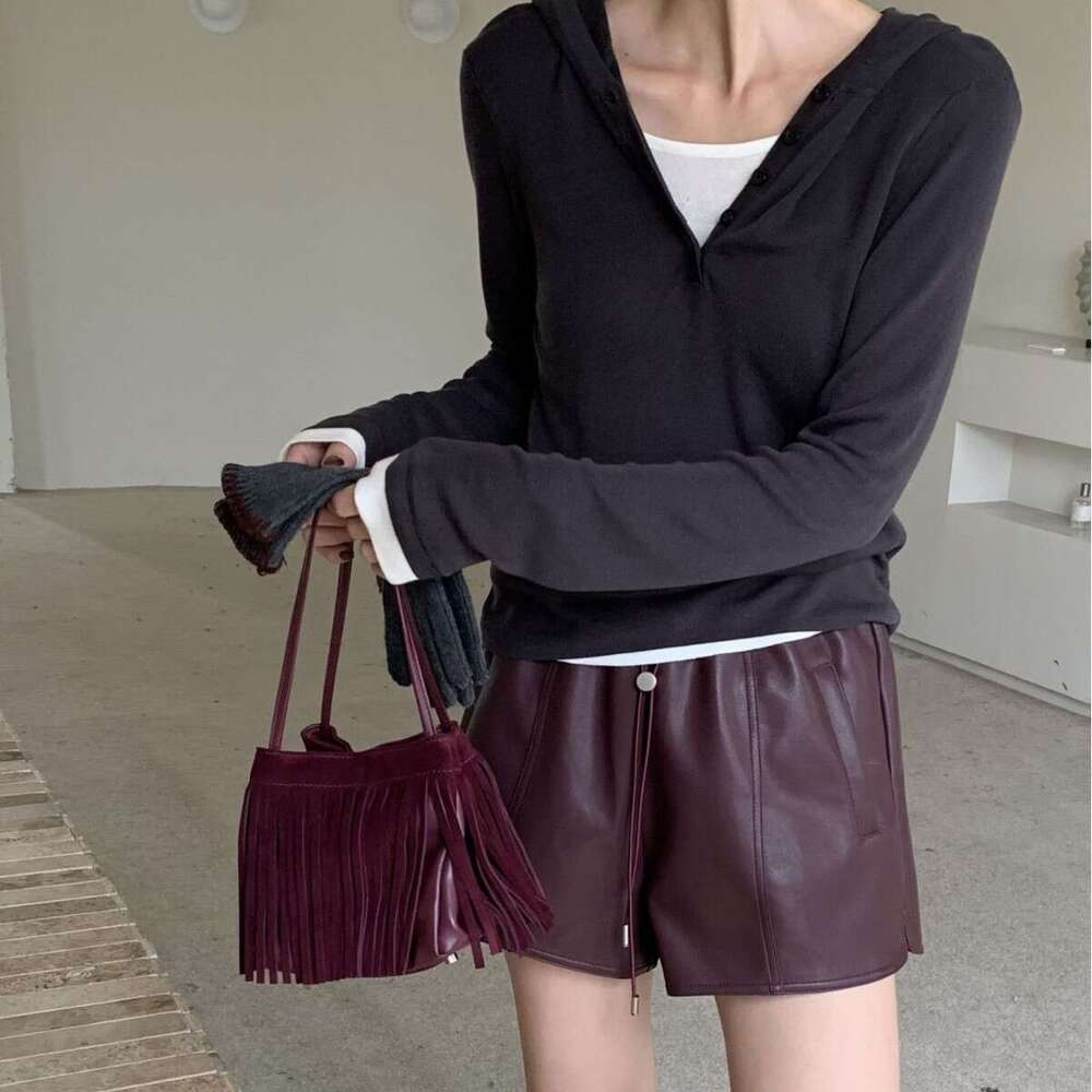 New Style Niche Tassel Genuine Leather Women's Autumn Winter Atmosphere Single Shoulder Crossbody High-end Transformable Small Square Bag