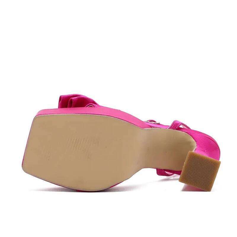 Liyke Runway Style Ultra High Heels Platform Sandals Women 2025 Summer Fashion Satin Bowknot Square Toe Wedding Banquet Shoes