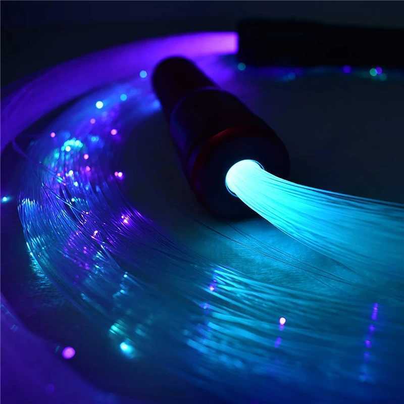 Color-Changing Fiber Optic Dance Whip Colorful Glowing LED Flash Whip Hand Rope for Dance Festival Party Carnival Wedding Decor W250528