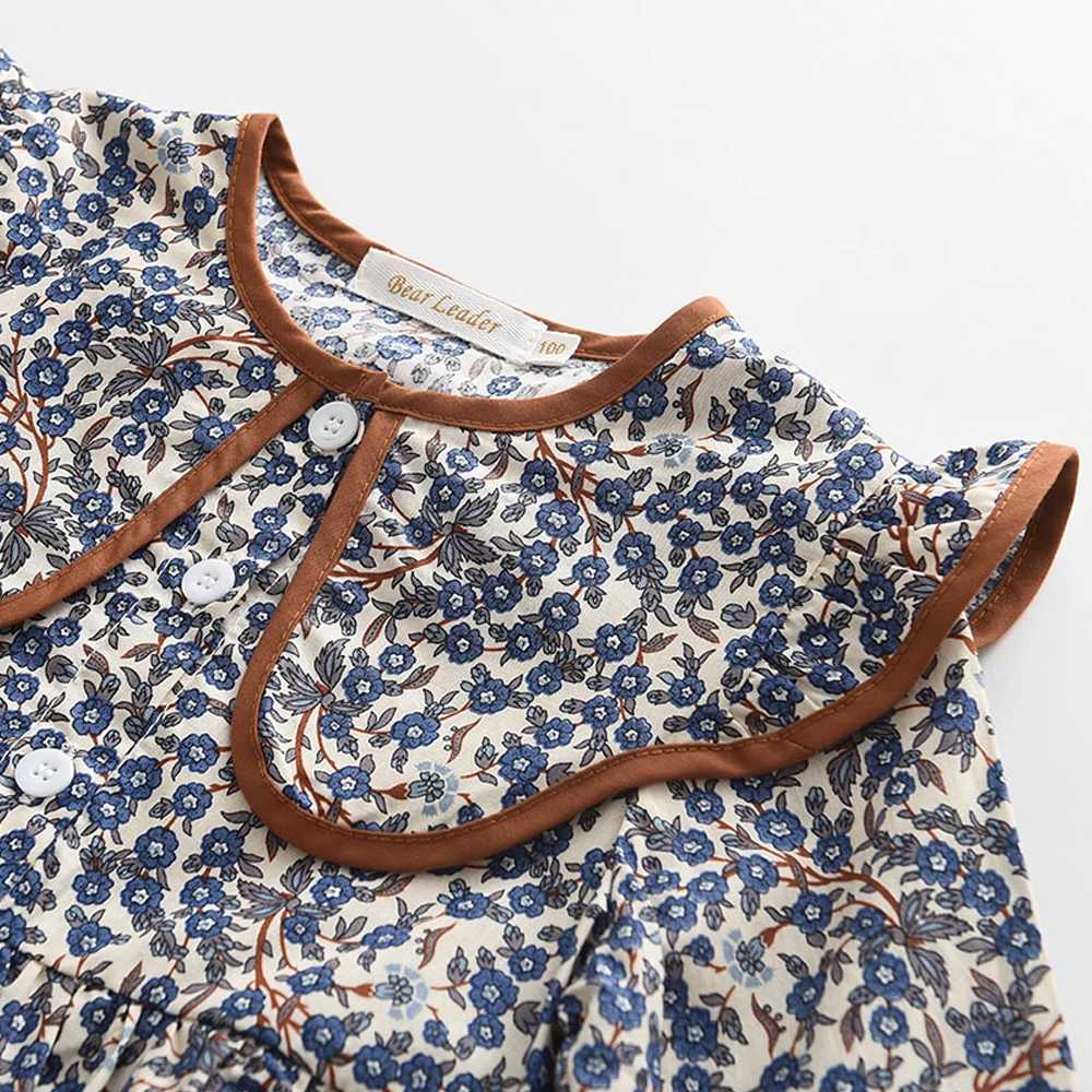 2023 New Autumn Spring New Girls Dress Fashion Cute Doll Neck Flower Print Dress Childrens Girls Long Sleeve Princess Dress X250528