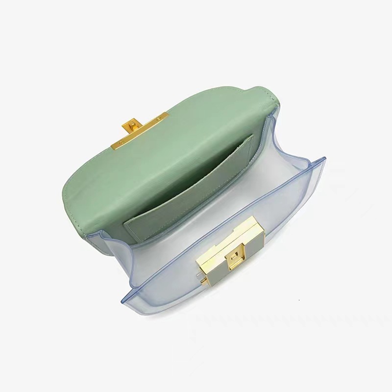 Top Brand High Quality New 2025 New Crocodile Pattern Women's Bag Patchwork Transparent Shoulder Handbag Crossbody Saddle Bag New Free Delivery D