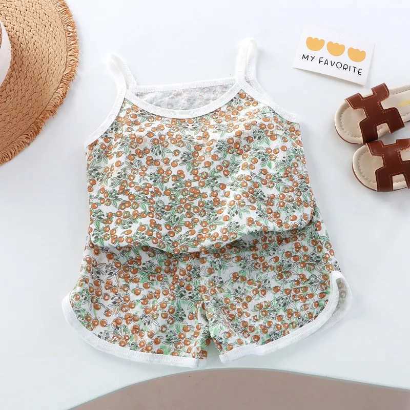 Girls Summer Clothes Sets New Baby Sleeveless Tops Shorts 2 Pieces Suit Girls Square Collar Clothing Set Kids Cotton Clothes X250528