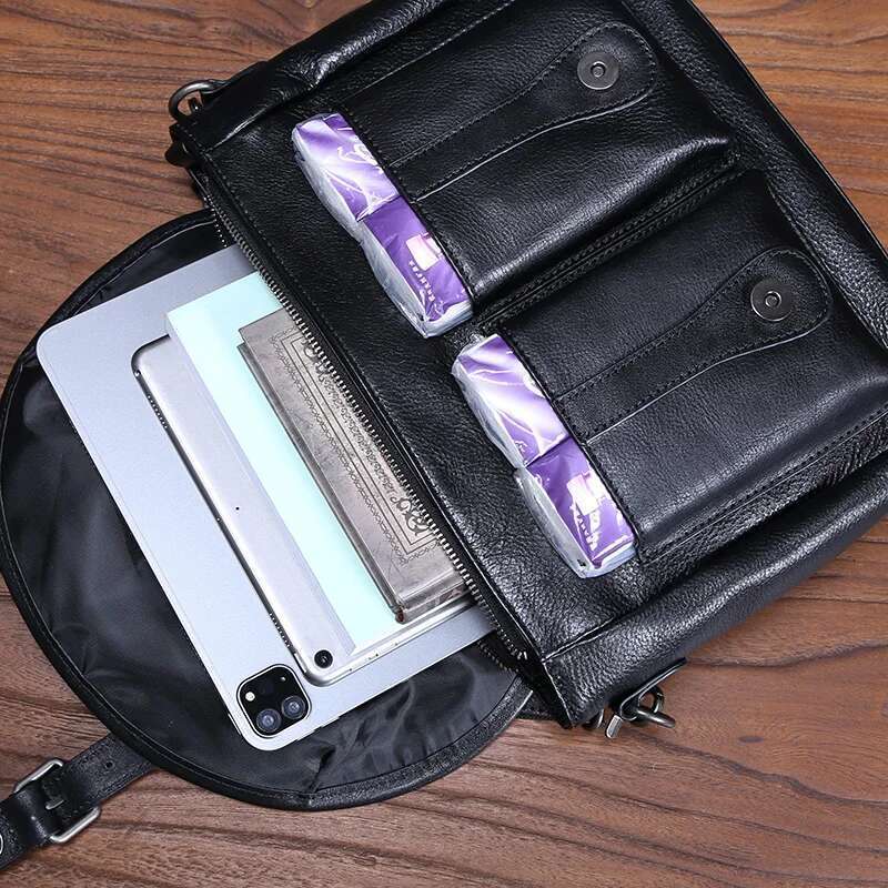 Leather Men's Single Shoulder Srossbody top Layer Cowhide Personality Retro Casual All-Match Outdoor Messenger Bag