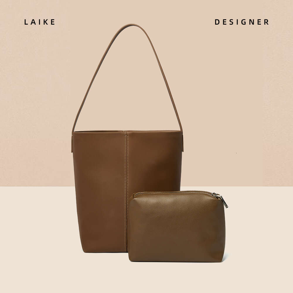 Korean Style High-End Versatile Bucket Large Capacity 2024 New Satin Cowhide Shoulder Crossbody Bag