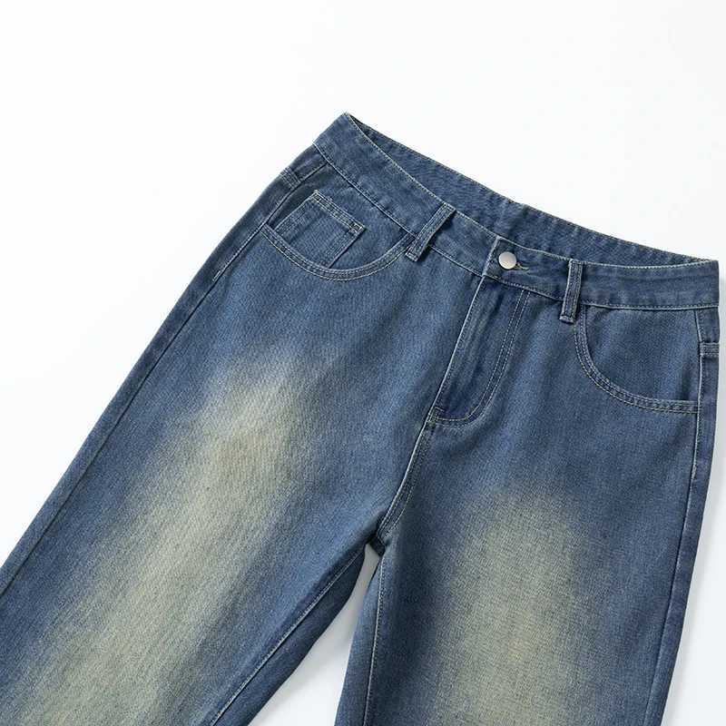 5 Colors Spring Vintage Distressed Mens Baggy Straight Jeans Fashion Korean High Strt Denim Pants Strtwear Male TrousersC250528
