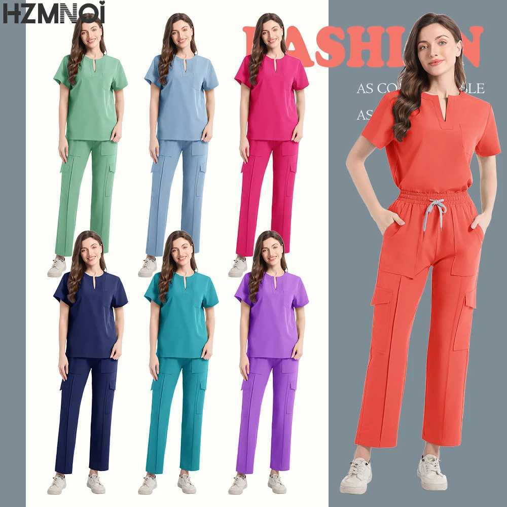 Womens Beauty Sn Overalls Operating Room Hand Washing Uniform Hand Washing Workwear Short-slved Doctor Elastic Matte Set X250528