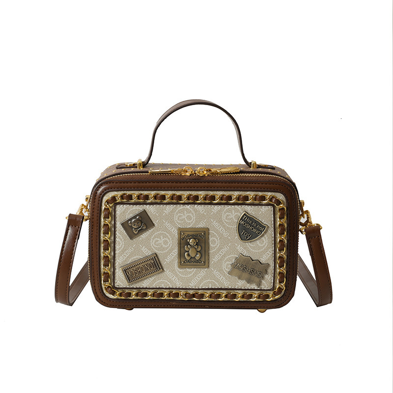 Luxury Brand Designer Bag High-End European And American Retro Badge Box Bag For Women 2025 New Trend Handmade Versatile Color-Blocking Shoulder Cross
