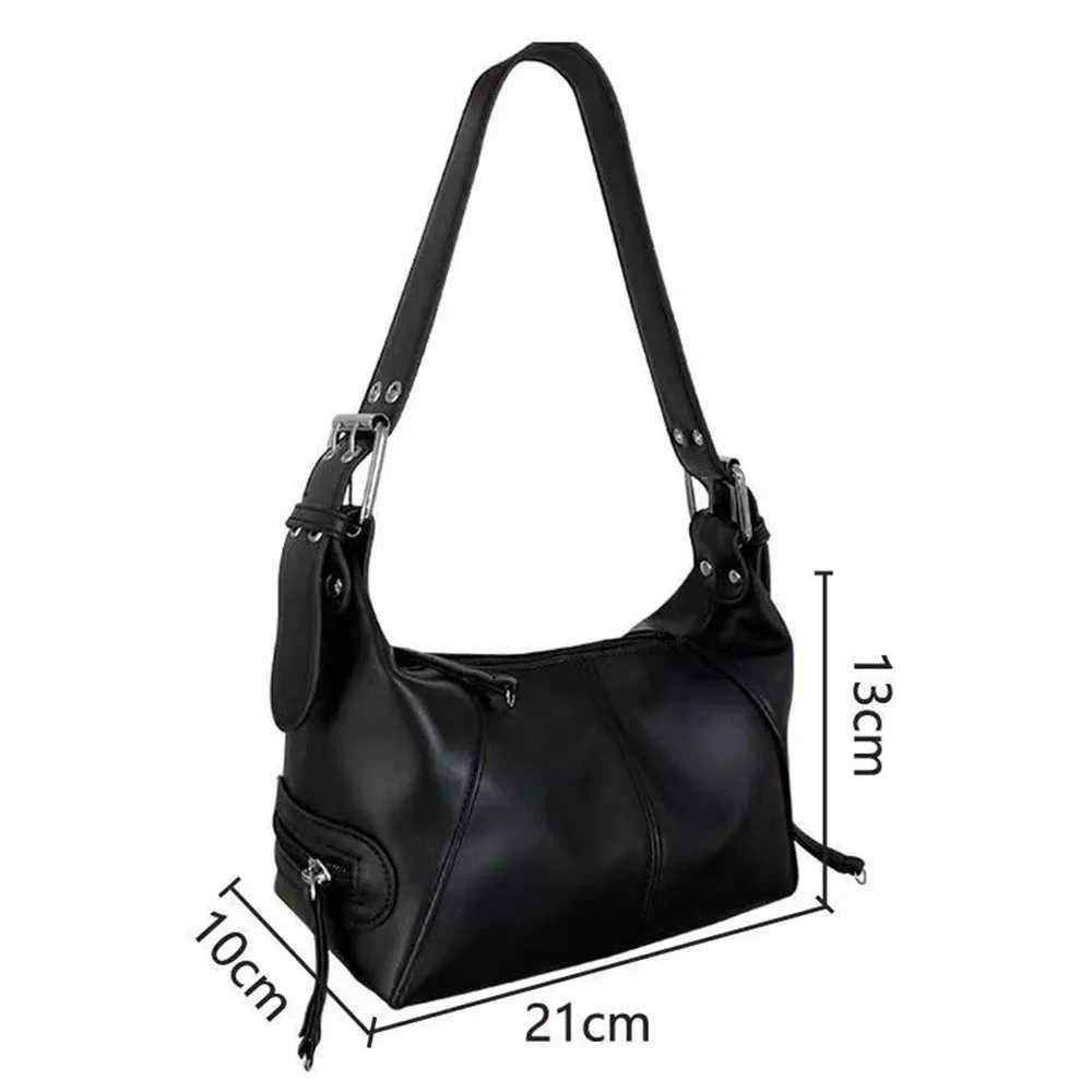 Y2K style armpit bag womens shoulder bag fashionable motorcycle handbag girls streetwear minimalist shoulder bag Y250528