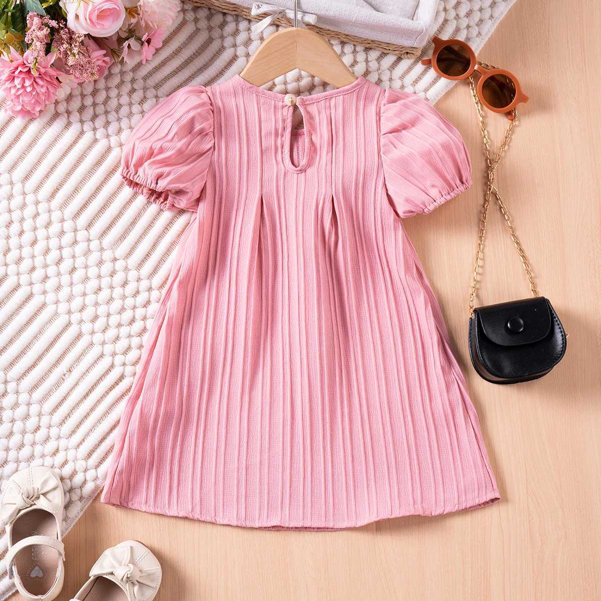 Baby Girl Summer Dresses Solid Color Casual Fashion Bow Design Sweet and Cute Childrens Clothing Hot Sale 2024 New X250528