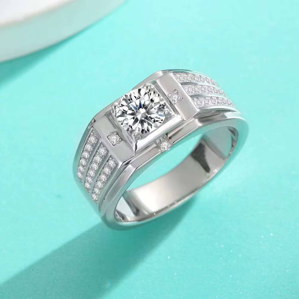 High Quality 1ct VVS1 D Color clear Moissanite Diamond Jewelry 925 Sterling Silver Engagement Men Wedding Rings