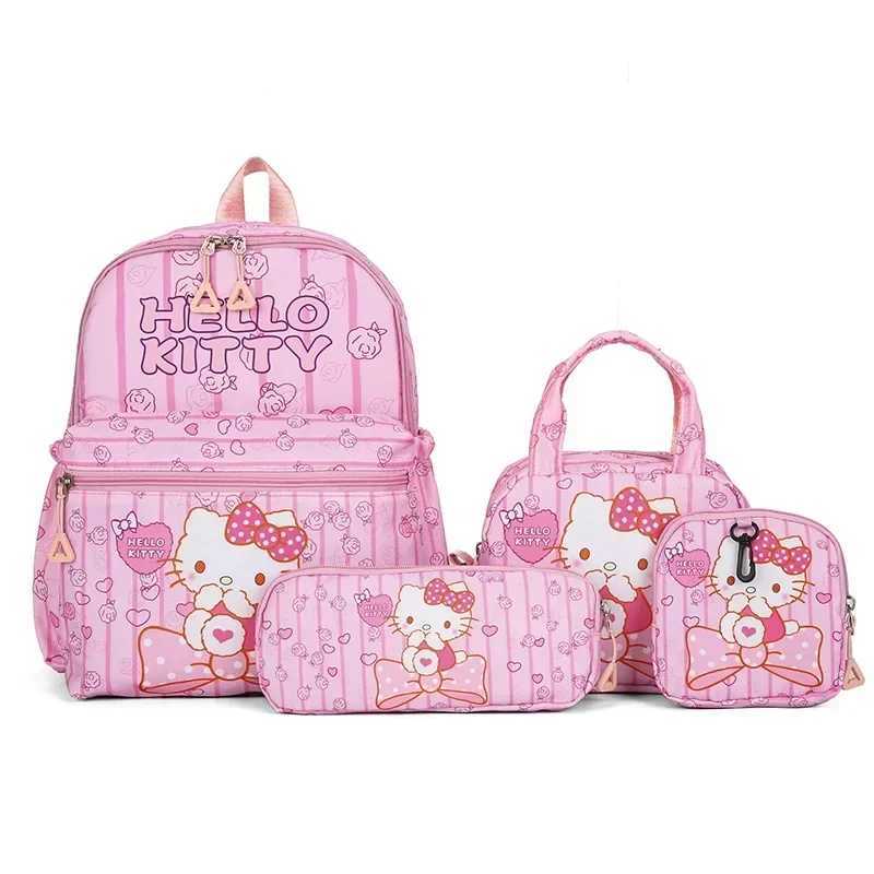 Sanrio 4pcs Sanrio hello kitty kuromi school bag cartoon backpack student backpack fashion cartoon pencil case shoulder messenger bag XJ250527