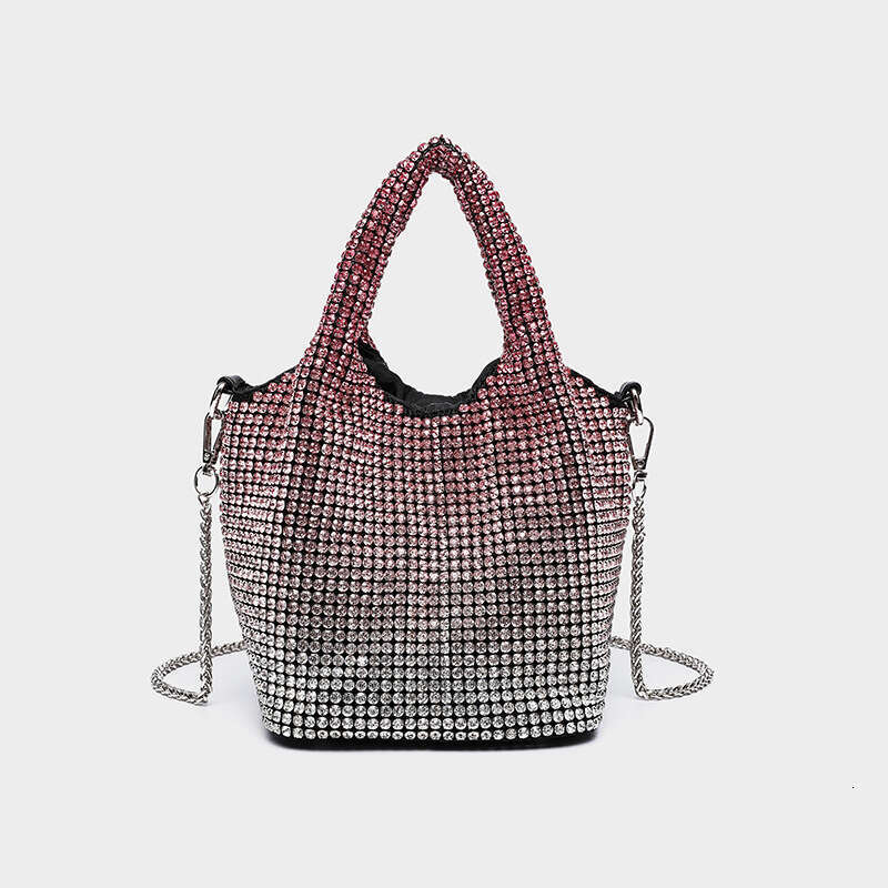 Full for Women, Inlaid Diamond Evening Bucket Rhinestone Chain Bag, Handheld and Crossbody Bag