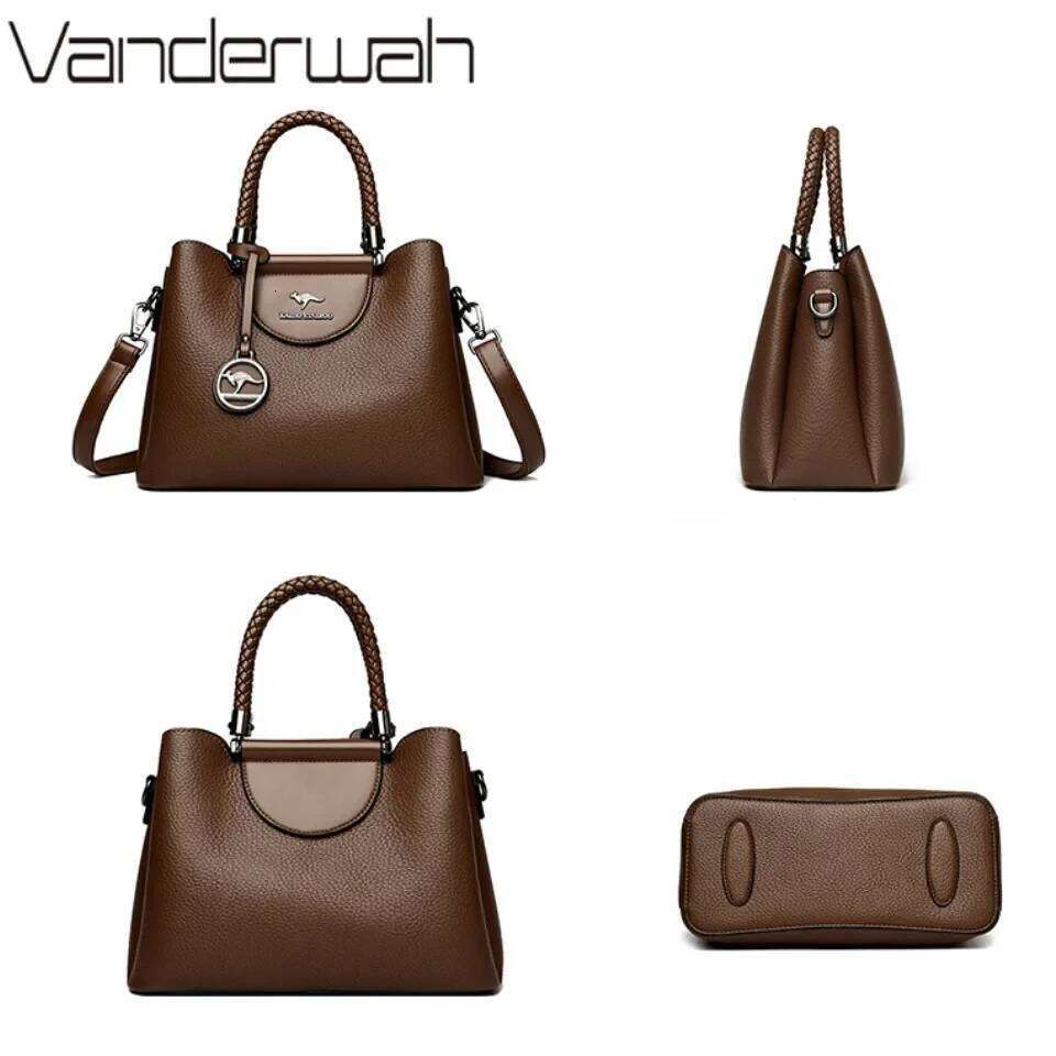 VANDERWAH 3 Layer Design Women's Handbags Designer Shoulder Crossbody Bags High Quality PU Leather Ladies Casual Tote Bag
