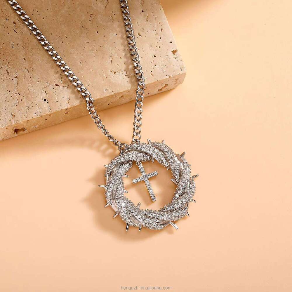 Modern Gothic Unisex Micro Pave Moissanite Necklace Unique Twisted Cross Chain Hip Hop Festival Gift Idea for 2024