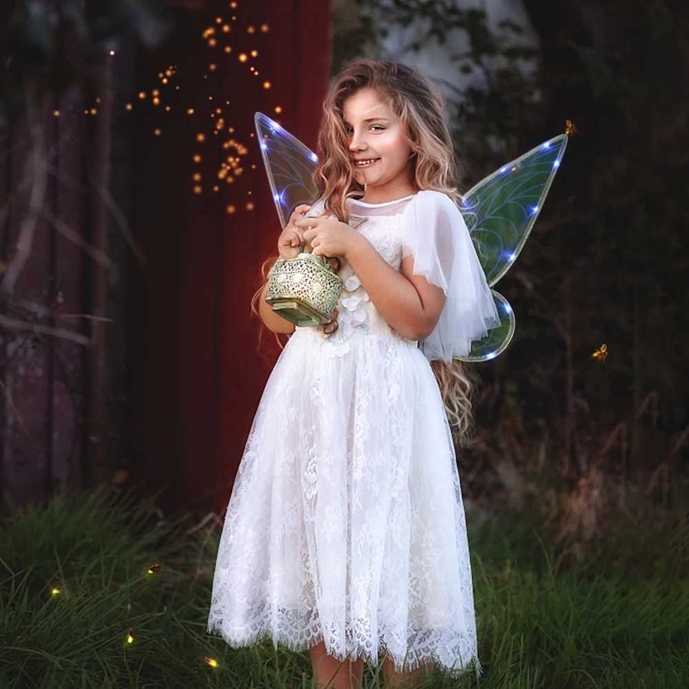 Dress Up Angel Wings LED Fairy Wings Butterfly Sequin Wings Glowing Elf Princess Costume for Kids Girls Christmas Birthday Party W250528
