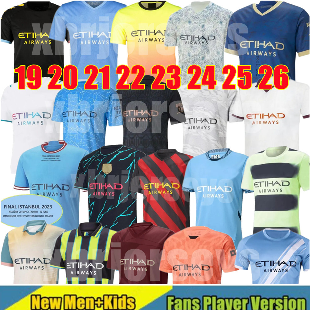 4 XL19 20 21 22 23 24 25 26 MAN City HAALAND Manchest soccer jerseys DE BRUYNE MANS BERNARDO MARMOUSH MAHREZ FODEN GREALISH Retro football shirt uniforms men kids
