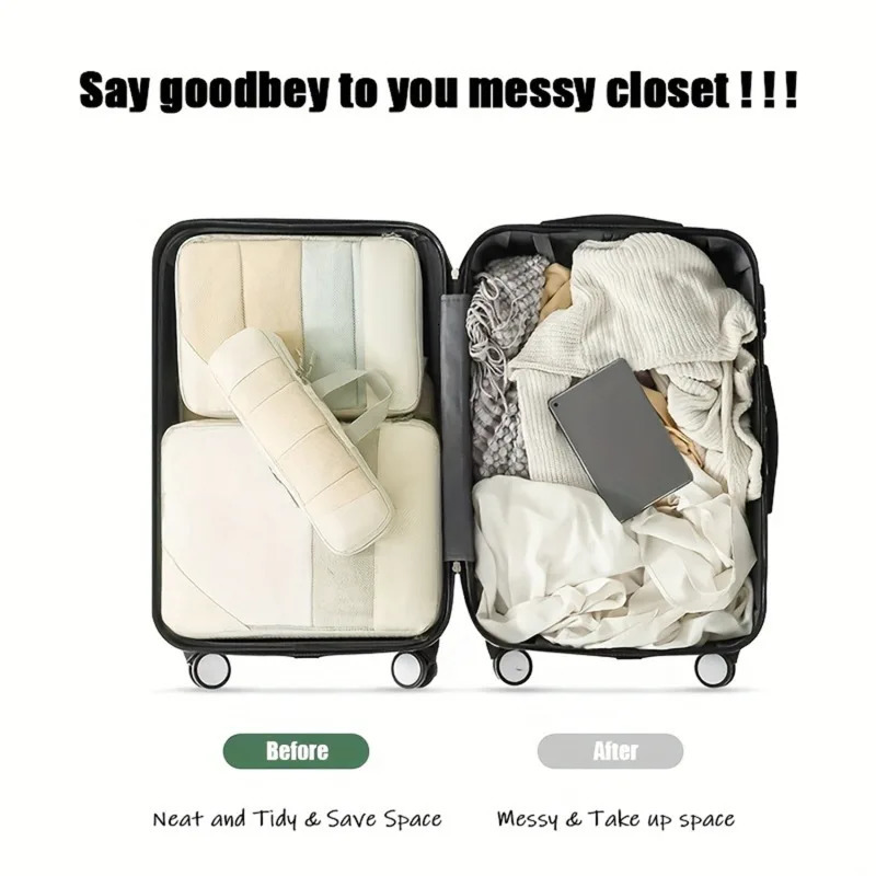5PCS Compression Packing Cubes for Suitcases Travel Accessories Expandable Packing Organizers Lightweight Travel Organizer Cubes 250526