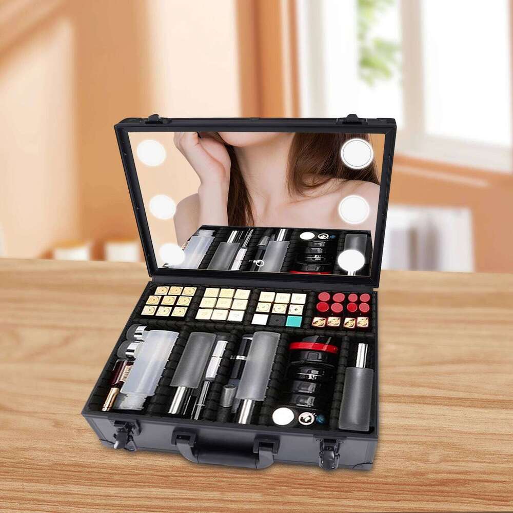 Portable Cosmetic Bag with LED Mirror
