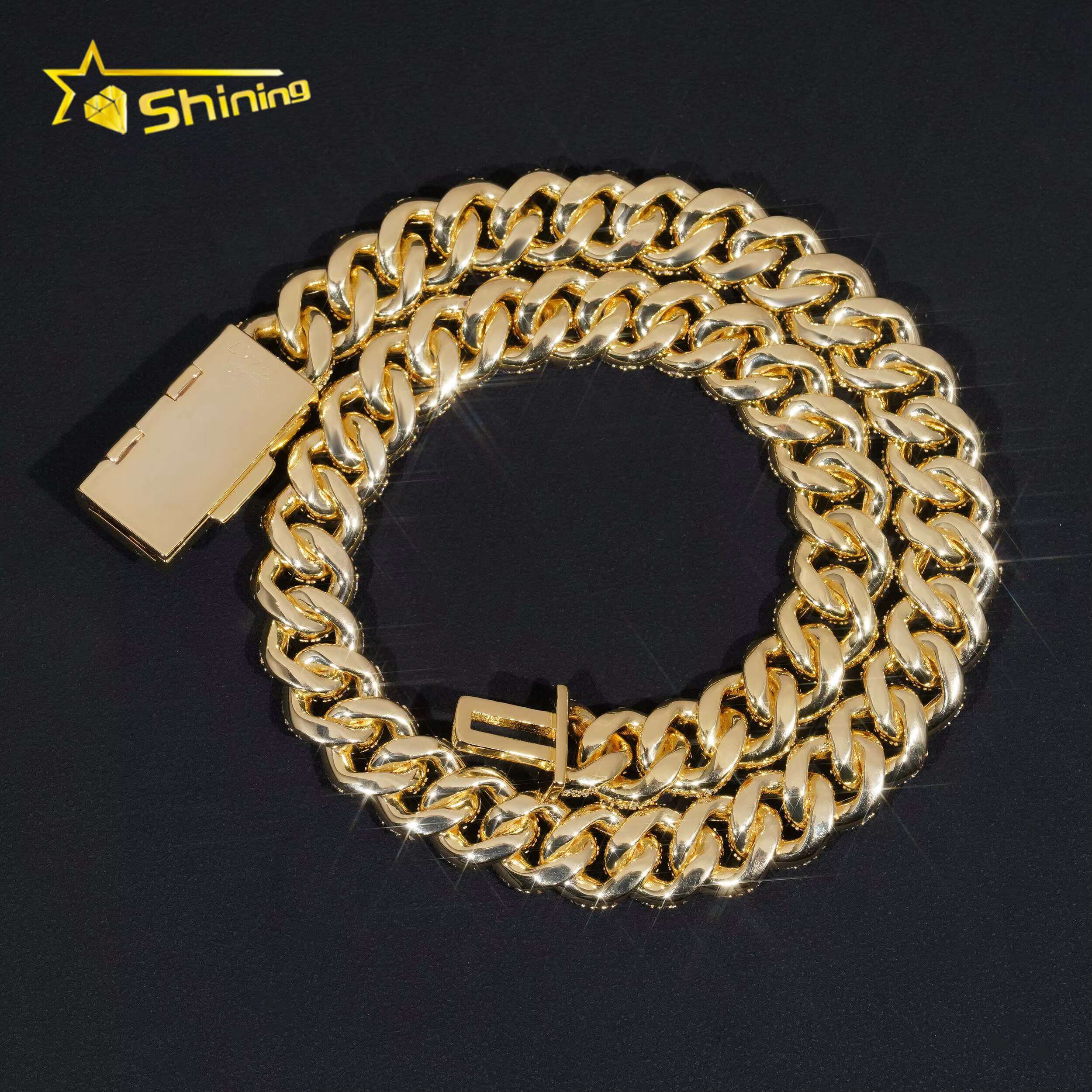Really Pass Diamond Tester 13MM 925 Silver Iced Out Moissanite Cuban Link Chain Men Fashion Clasp Hip Hop Necklace