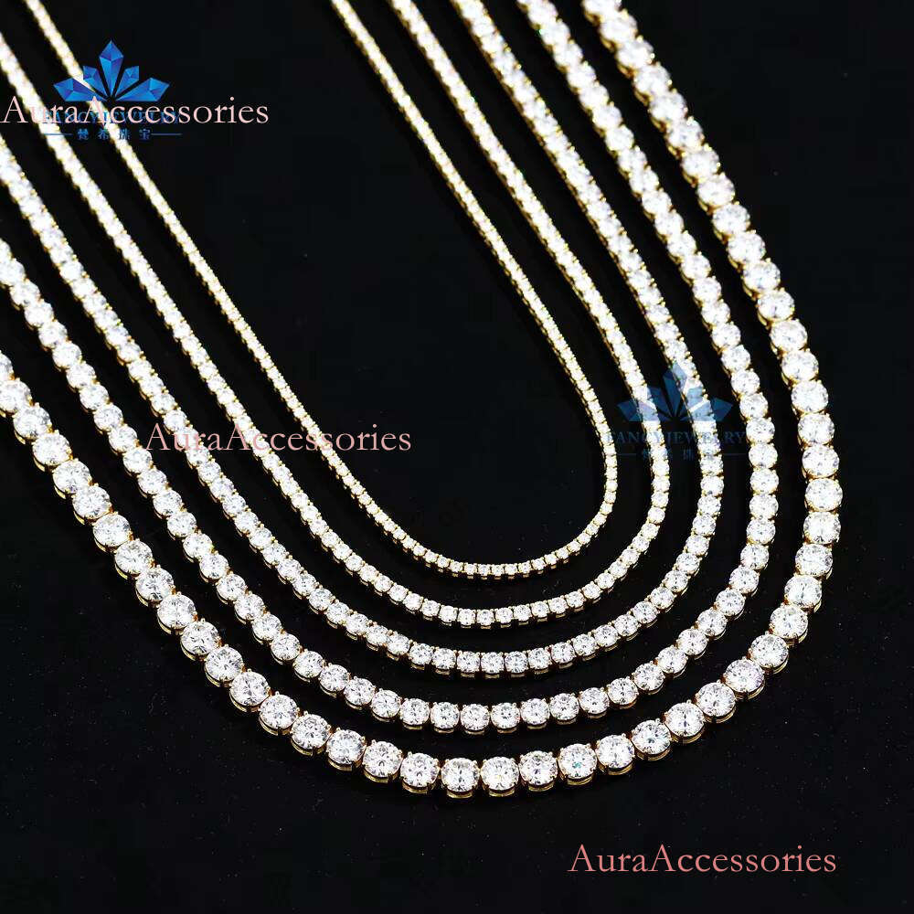 Hip Hop Style Men's Iced Tennis Chain 3mm 4mm 5mm S Sier VVS Moissanite Dia Choker Necklace