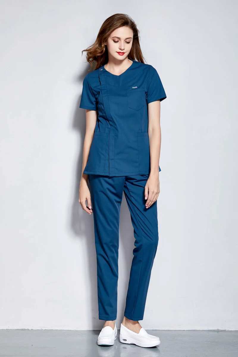 Summer Front Side Zipper Opening Nurse Uniform Women Short Slve Hair Beauty Skin Caring Working Overall Dental Medical Clothes X250528