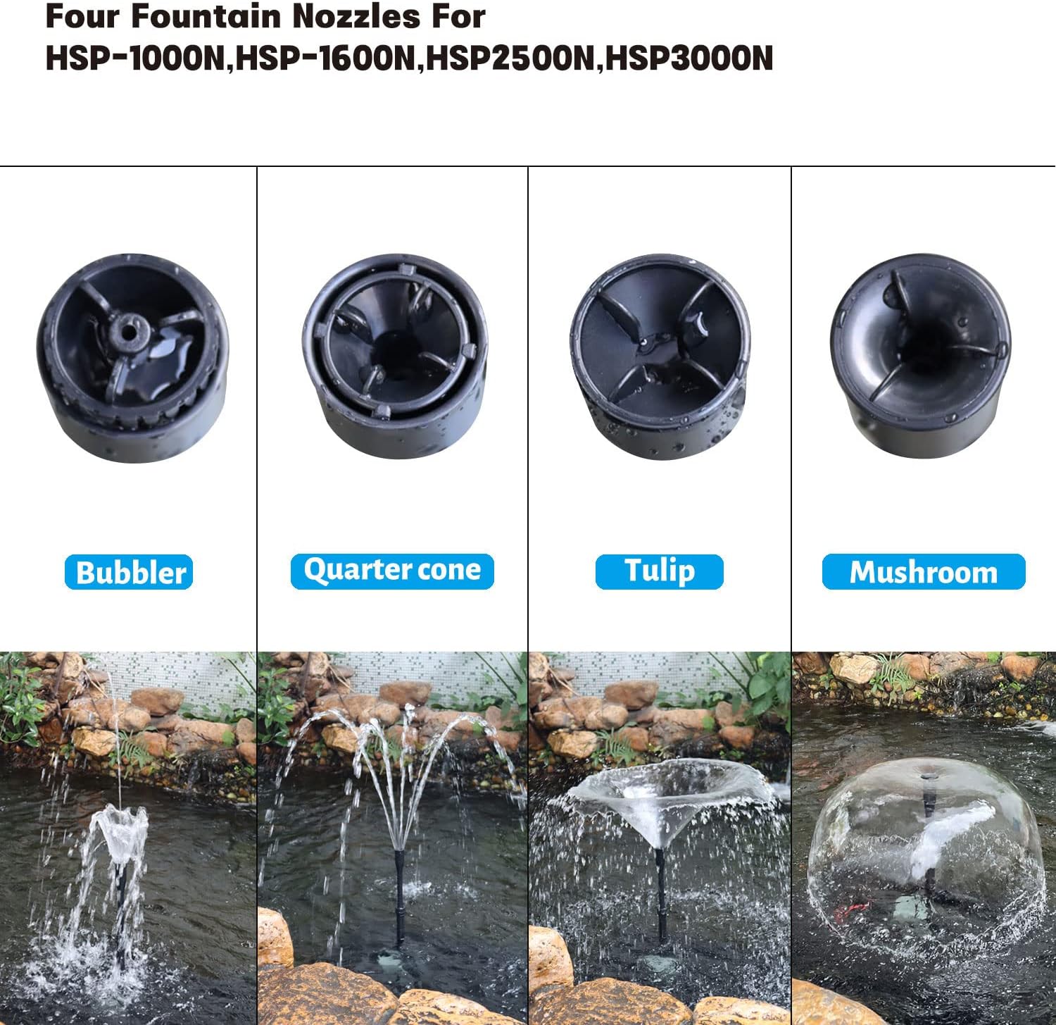 HSP2500N Submersible Water Pump With Fountain Jets - Pond Pump - Submersible Pump - Water Fountain Pump - Aquarium Pump (660GPH Turtle shell)