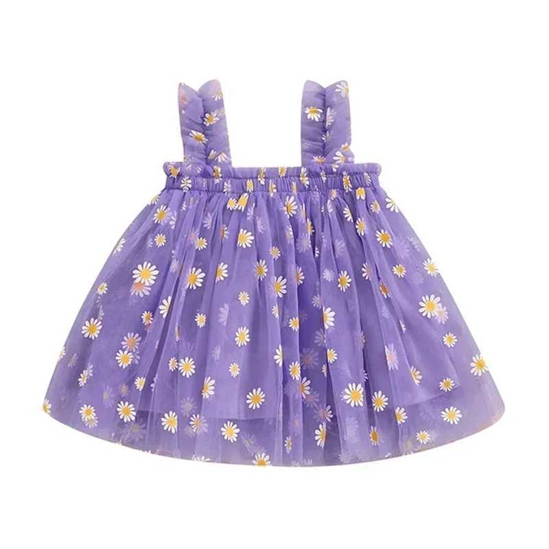Summer Baby Girls Tulle Dress Daisy Floral Kid Birthday Party Dress Sleeveless Sling Toddler Girl Casual Clothing Princess Dress X250528