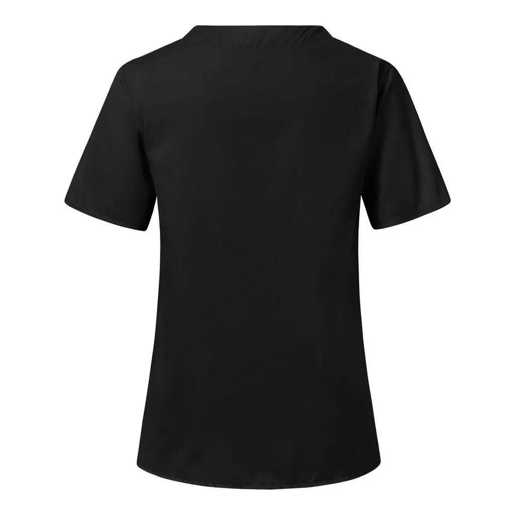 Men Women Nursing Uniform Blouse Short Slve V-neck Blouse Scrub Tops With Pocket Loose Shirt Unisex Work Wear Uniform Blouses X250528
