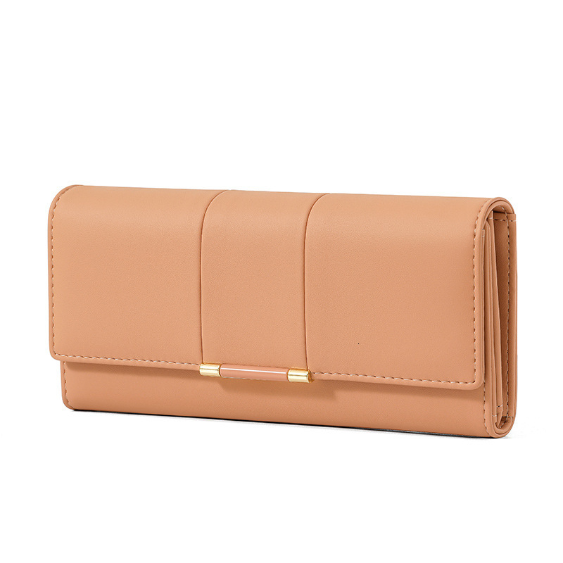 Free Shipping Designer Wallet Japanese Style Simple Large Capacity High-end Mobile Phone Bag Women's Long Three Fold Multi Card Pocket Change Hol