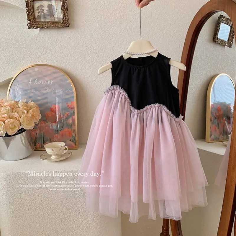 Girls Casual Dresses Color Contrast Patchwork Mesh Princess Dress Toddler Girl Clothes Party Dress Kids Girl Princess Dresses X250528