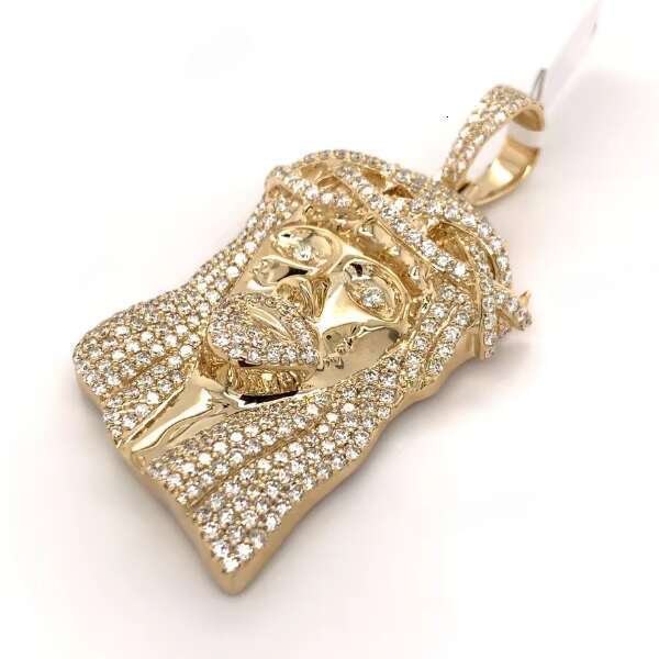 New Moissanite Dia Jesus Face Yellow Gold Ice Out GRA Certified Religious Necklace Custom Hip Hop Pendant For Unisex