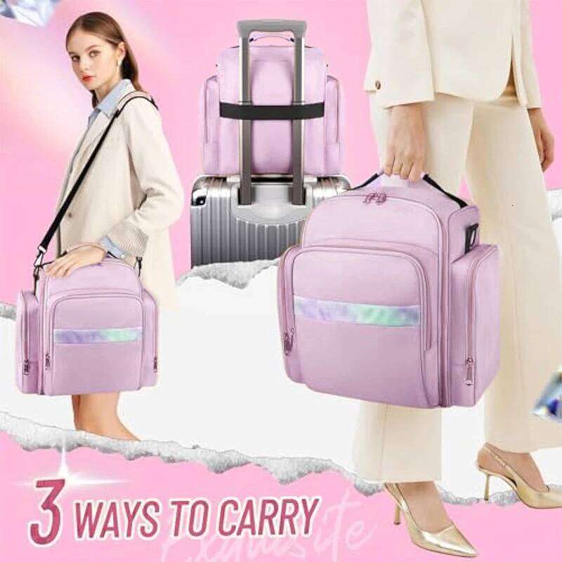 Pink Professional Manicure Suitcases Large Capacity Case Multi-Layer Jewelry Storage Bag Removable Makeup Backbag