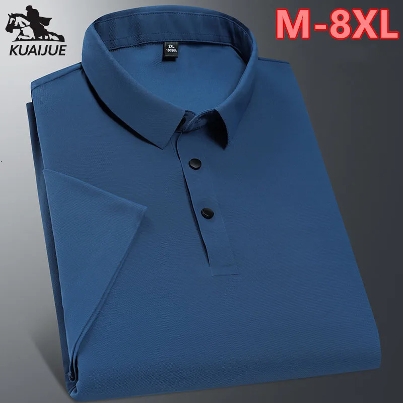 polo shirt men 6XL 7XL 8XL Summer High quality mens short-sleeved polo shirt Ice silk Mens business casual polo shirt 2212 250526