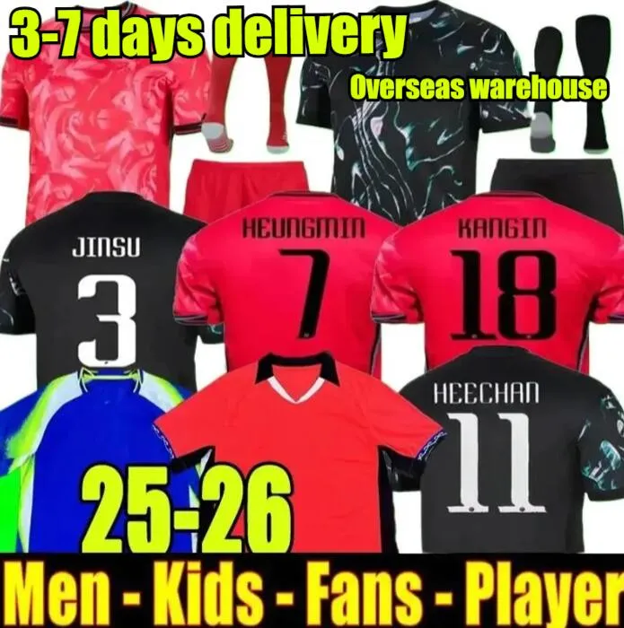 24 25 South Korea Soccer Jerseys New HEUNG-MIN SON KANG IN LEE National Team Football Shirt Men Kids Kit Set Home Away Men Uniform Red Black Fan Player Version