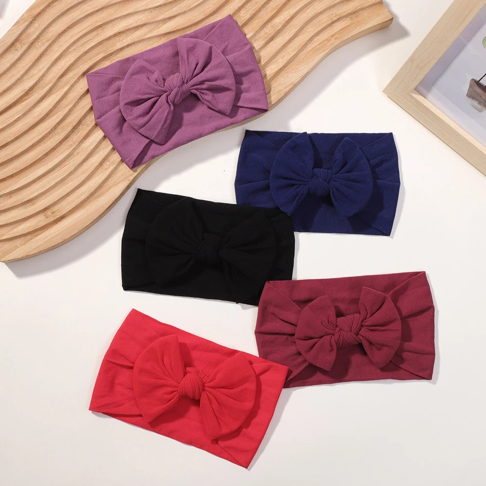 5Pcs Cute Bows Baby Headband Soft Elastic Baby Girl Hair Bands For born Infant Turban Headwear Baby Hair Accessories 250528
