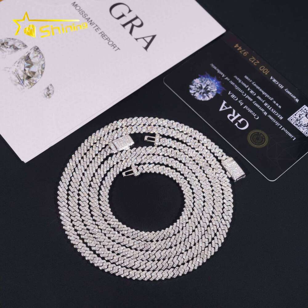 New Style Sterling Sier 5MM VVS Moissanite Dia Cuban Gra Certified Hip Hop Jewelry Iced Out Link Chain Men