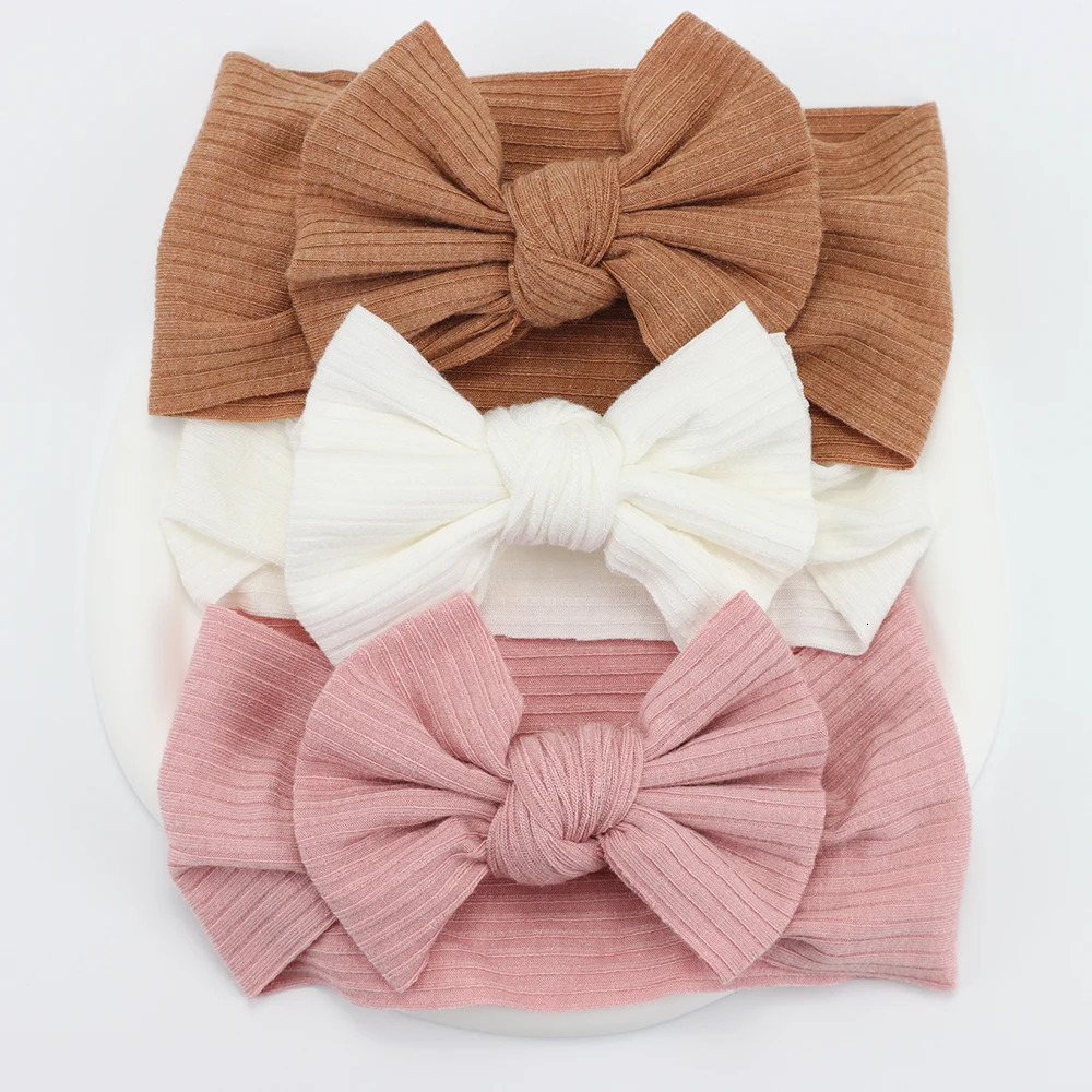 3Pcs/Lot Knit Baby Headband Bow born Elastic Soft Nylon Headbands For Baby Girl Turban Infant Hair Accessories Kids Headwear 250528