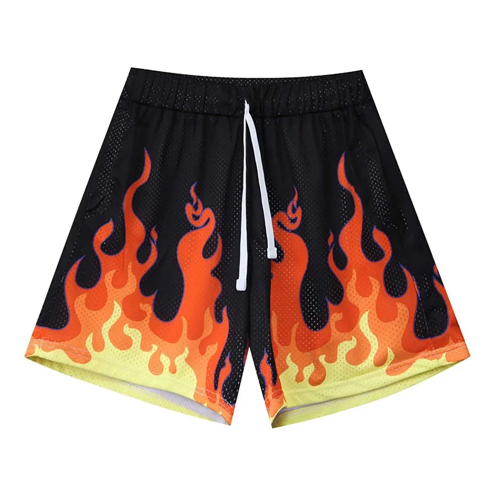 Mens Flame Pattern Basketball Shorts Boys Summer Cool Hawaii 3D Printed Casual Swim Trunks Quick Dry Surfboard Shorts X250528
